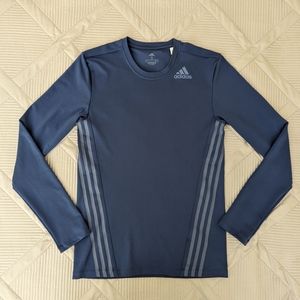 Adidas Primegreen Mens Size S Small Blue Stretch Long Sleeve Activewear Shirt